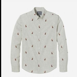 Bonobos Mens Grey Washed Button Down Slim Fit Shirt Size Medium New Rabbit Print